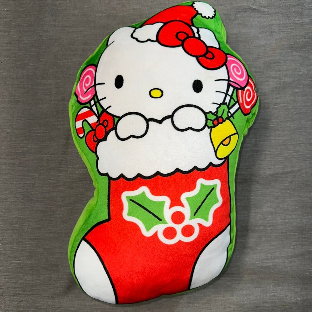 Hello Kitty 18” Christmas Soft Throw Pillow | Stocking with Candy Holiday | NEW